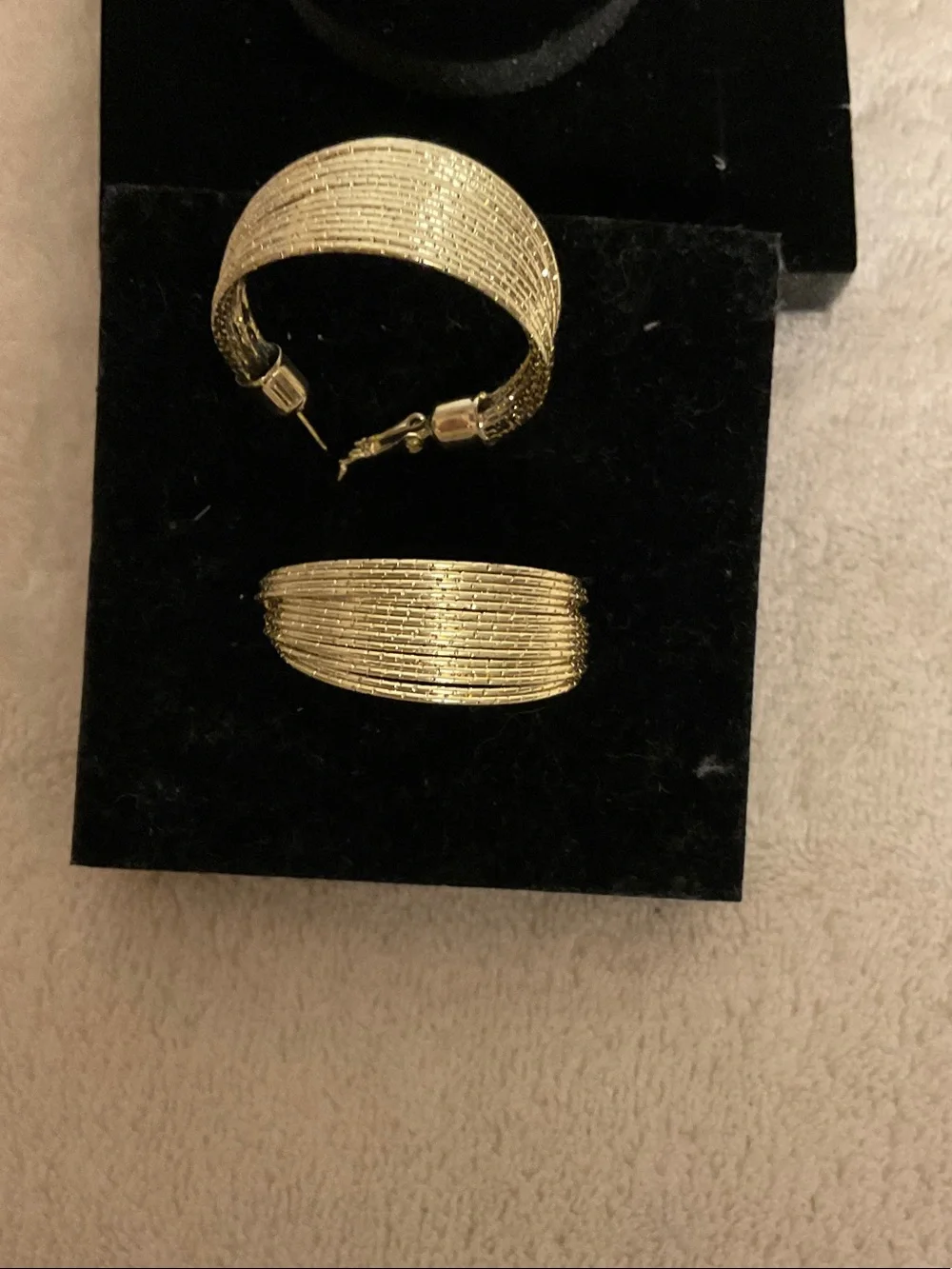 Textured Gold Ribbed Hoop Earrings for Women